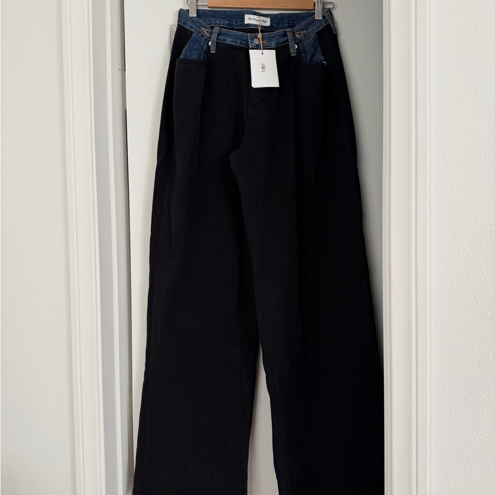 *NWT* The Frankie Shop Black and Blue Contrast Denim Pants M/L *always sold out* - Picture 4 of 8